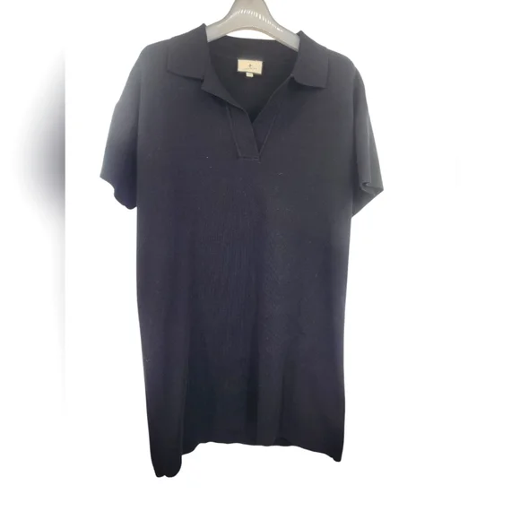 Tuckernuck Black Channing Polo Mini Dress Knit Short Sleeve Shift XS - Picture 2 of 5